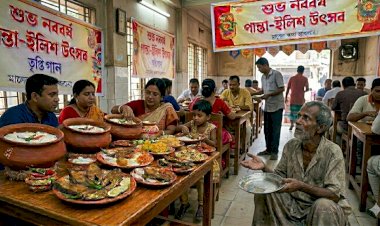 পান্তা-ইলিশে উচ্ছ্বাস, ফুটপাতে ক্ষুধার দীর্ঘশ্বাস